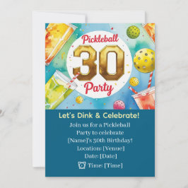 Invitación Pickleball 30.º Fiesta de cumpleaños