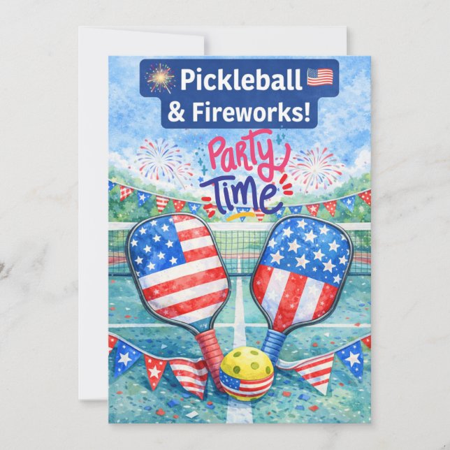 Invitación PICKLEBALL 4th of July Pickleball Party Invitation (Anverso)