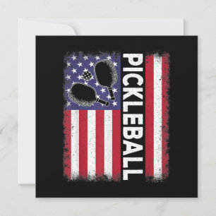 Invitación Pickleball Bandera Americana Divertido Amante Pick