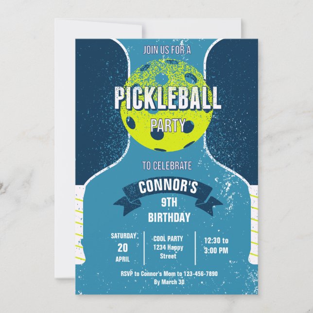 Invitación Pickleball Birthday Party Invitation (Anverso)