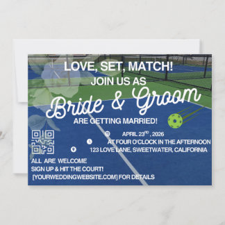 Invitación Pickleball Wedding Invitation - Modern Court Sport