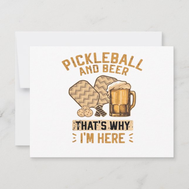 Invitación Pickleball y cerveza, por eso estoy aquí divertido (Anverso)