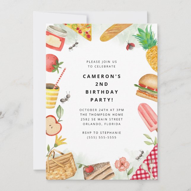 Invitación Picnic Birthday Invitation (Anverso)