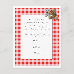 Invitación Picnic con mantel rojo y blanco