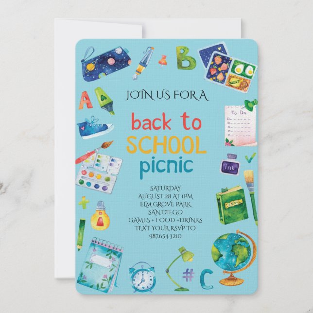 Invitación Pícnic de bienvenida al colegio (Anverso)