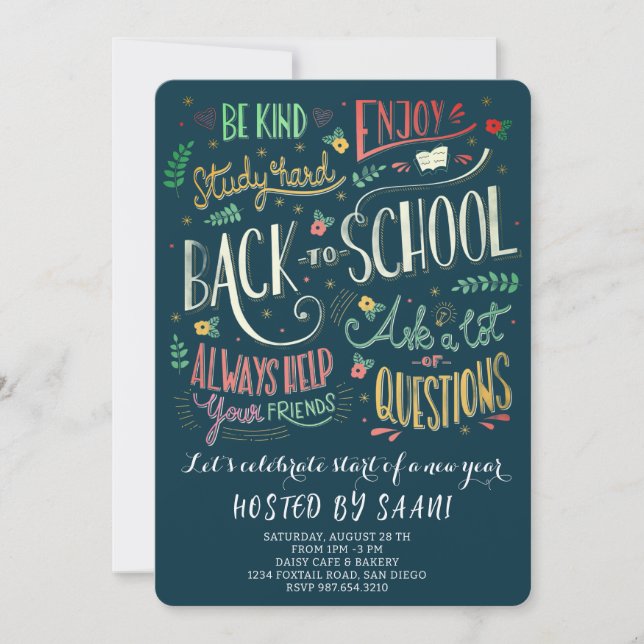 Invitación Pícnic de bienvenida al colegio (Anverso)