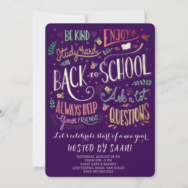 Invitación Pícnic de bienvenida al colegio (Anverso)