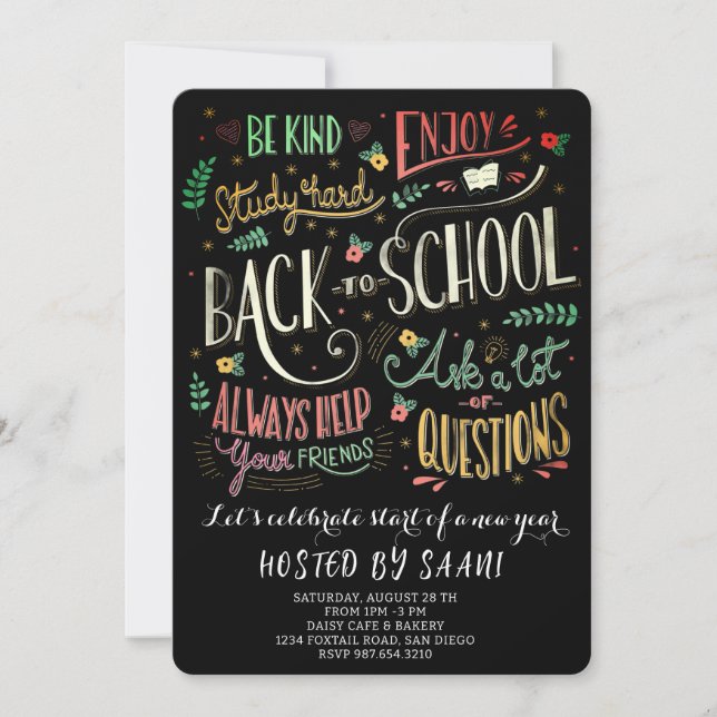 Invitación Pícnic de bienvenida al colegio (Anverso)