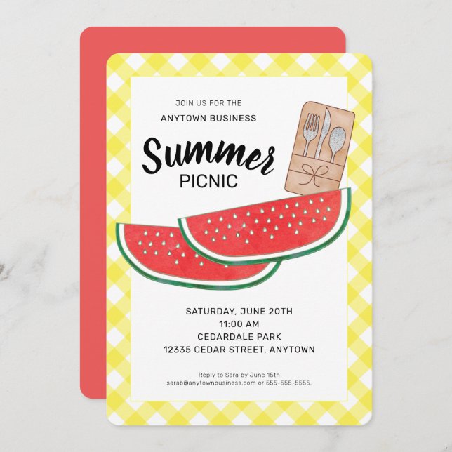 Invitación Picnic de la empresa Watermelon (Anverso / Reverso)