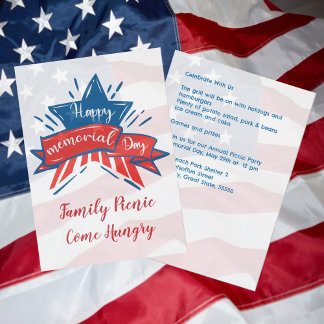 Invitación Picnic de la familia de la bandera de un día conme