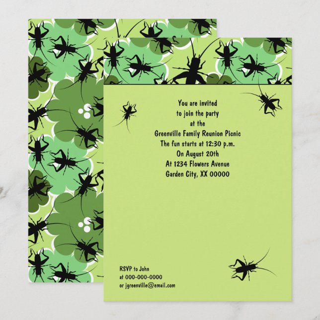 Invitación Picnic de la familia de patrones florales de crick (Anverso / Reverso)