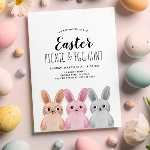 Invitación Pícnic de Pascua y búsqueda de huevos con conejos