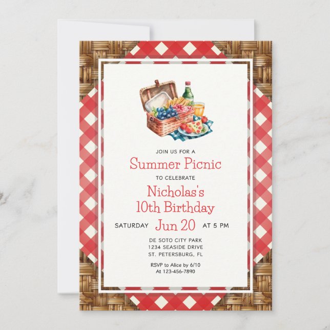 Invitación Pícnic de verano (Anverso)