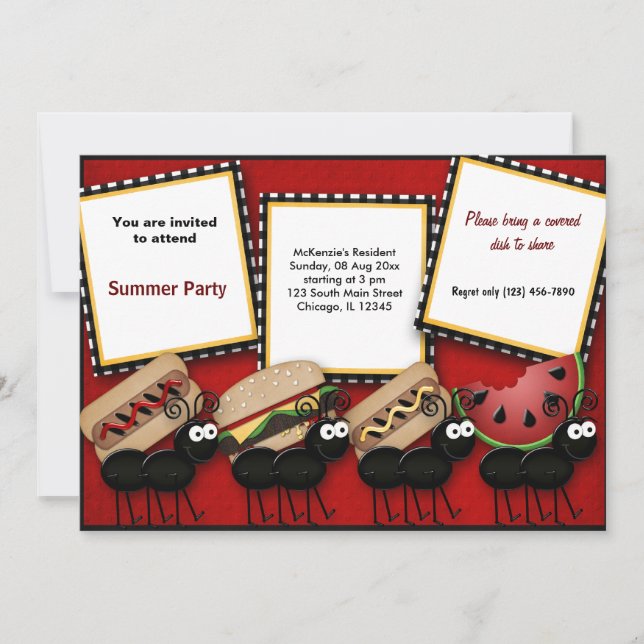 Invitación Picnic de verano (Anverso)