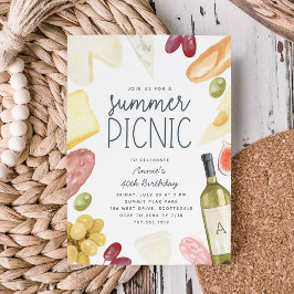 Invitación Picnic de verano de vino y queso