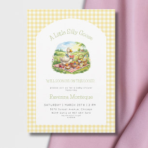 Invitación Pícnic del Ganso Tonto Baby Shower de Gingham Amar