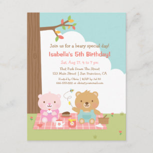 Invitación Pícnic del Osito de Peluche Lindo Fiesta de Cumple