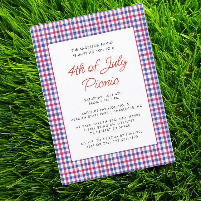 Invitación Picnic del Verano de Julio del Azul Blanco Rojo (Subido por el creador)