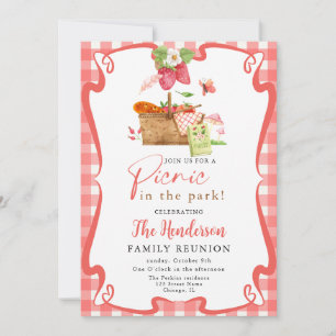 Invitación Pícnic divertido de rojo verano en la reunión fami