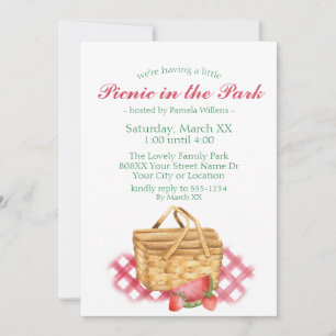 Invitación Pícnic en el Parque cesta de Acuarela linda
