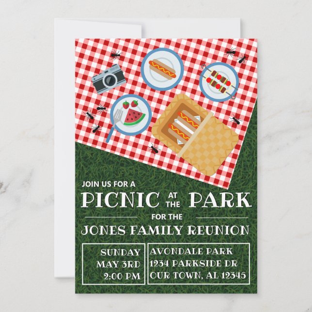 Invitación PICNIC en el PARQUE: Reunión familiar (Anverso)