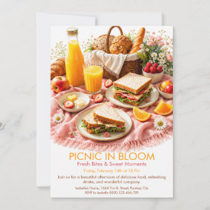 Invitación Pícnic en Flor - Fiesta de Jardín de Brunch de Pri