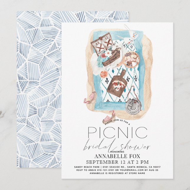 Invitación Picnic en la ducha de novias en la playa (Anverso / Reverso)