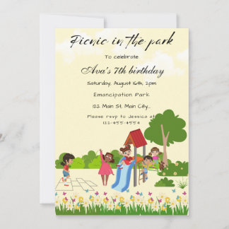Invitación Picnic En La Fiesta Del Cumpleaños Del Parque