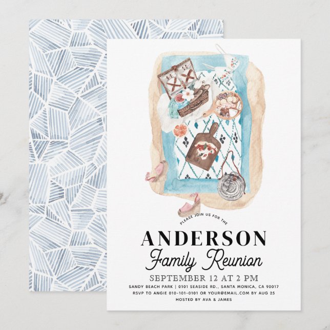 Invitación Picnic en la Reunión de la Familia Beach (Anverso / Reverso)