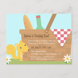 Invitación Pícnic en Little Squirrel Park Fiesta de Cumpleaño