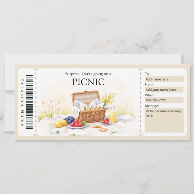 Invitación Picnic Gift Certificate (Anverso)