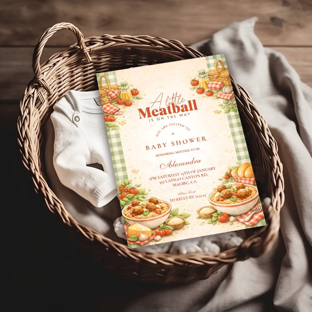 Invitación Picnic Green Gingham Little Meatball Baby Shower (Subido por el creador)