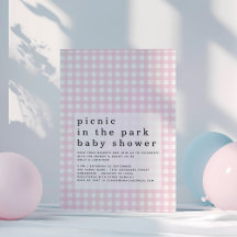 Picnic Park Pink Gingham Baby Shower