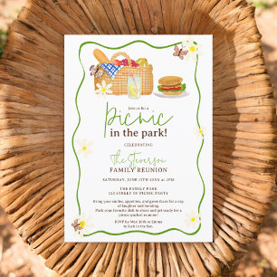 Invitación Pícnic verde de verano reunión familiar en el parq