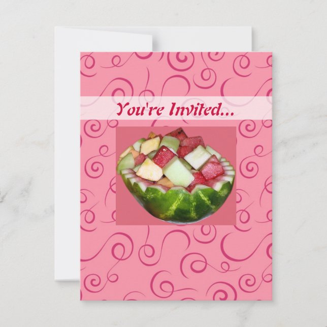 Invitación Picnic Watermelón Fruta Baños Rosa (Anverso)