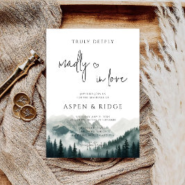 Invitación Picos Verdes Bosque Brumoso Aquarela Boda