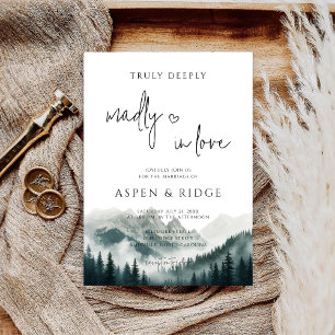 Invitación Picos Verdes Bosque Brumoso Aquarela Boda