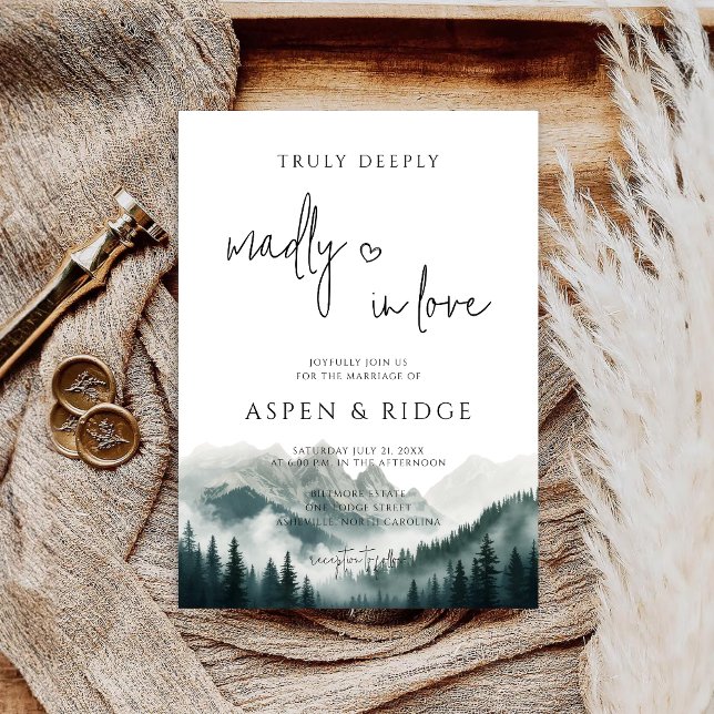 Invitación Picos Verdes Bosque Brumoso Aquarela Boda (Subido por el creador)