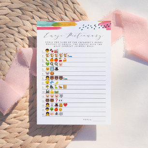 Invitación Pictionary de Emoji de Libro Infantil Rosa y Azu