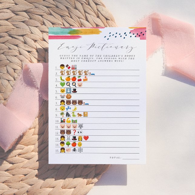 Invitación Pictionary de Emoji de Libro Infantil | Rosa y Azu (Subido por el creador)