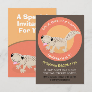 Invitación Pida ilustracion personalizado de gecko de color m
