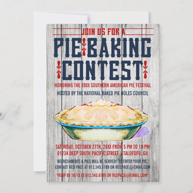 Invitación Pie Baking Contest Invitations (Anverso)