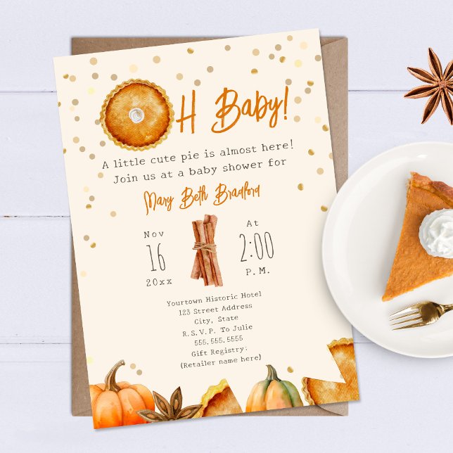 Invitación Pie cortada de calabaza Oh Baby Shower (Subido por el creador)