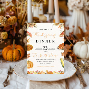 Invitación Pie de calabaza de la cena de Acción de Gracias
