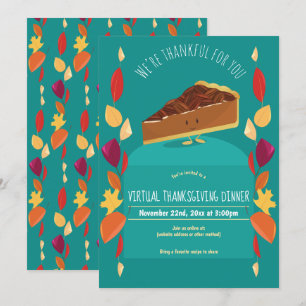 Invitación Pie de Pecan deja Verde azulada cena virtual de Ac