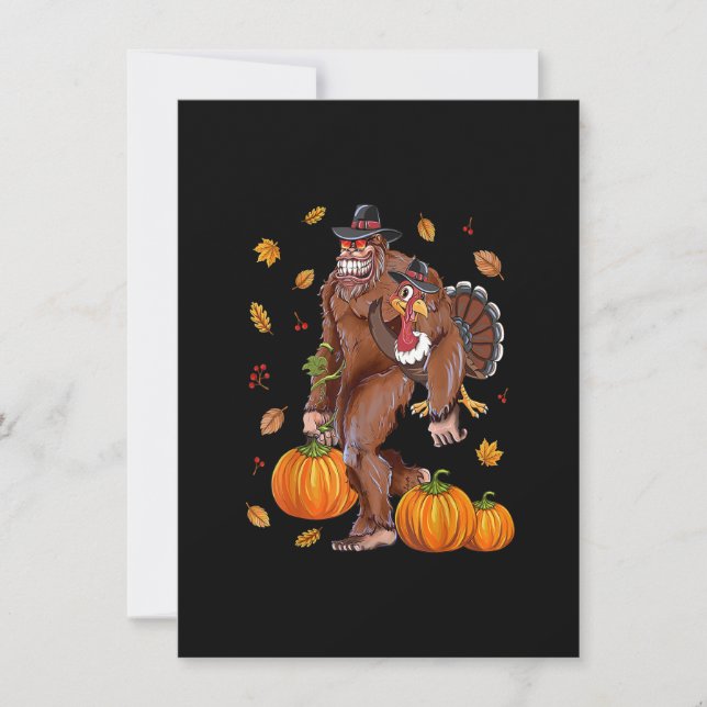 Invitación Pie gigante Sasquatch Turquía Calabaza feliz graci (Anverso)