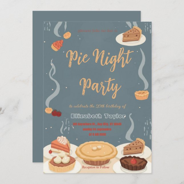 Invitación Pie Sharing Night Party Invitation – Sweet & Cozy (Anverso / Reverso)