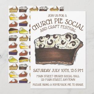 Invitación Pie Social Pi Day Fiesta Dessert Bake Sale Slice
