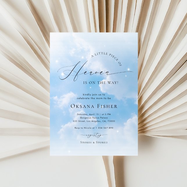 Invitación Piece of Heaven Blue Sky Clouds Boy Baby Shower (Subido por el creador)