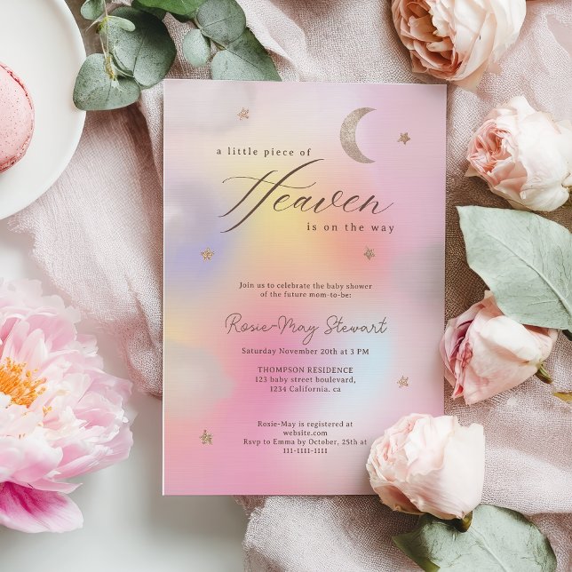 Invitación Piece of Heaven Celestial Holographic Baby Shower (Piece of Heaven Celestial Holographic Baby Shower Invitation)